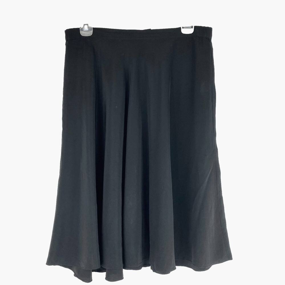 Patricia Magali Silk Skirt Women's 12 Flare Knee Length Swirl Black